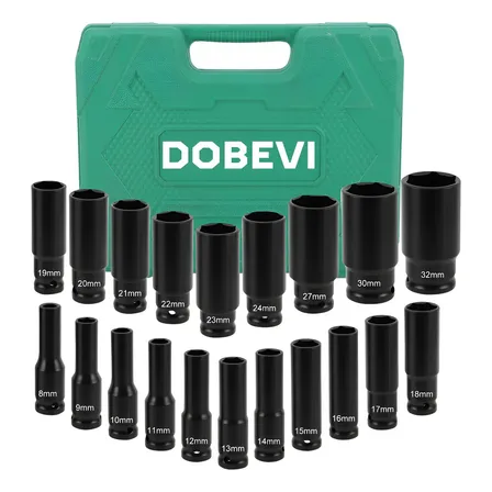 Kit Jogo De Soquete Longo De Impacto 1/2 8 A 32 Mm Dobevi Verde-escuro