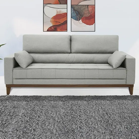 Sofá 4 Lugares Blazer Com Revestimento Em Linho Linoforte Cinza