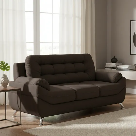 Sofá 3 Lugares Mercury Em Tecido Suede 200cm Linoforte Liso Marrom