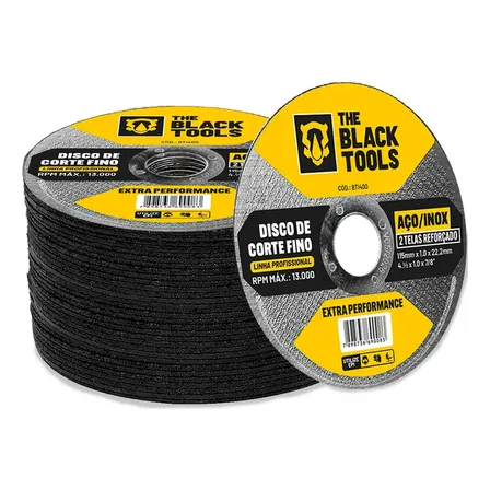 Disco Corte Fino Inox 4.1/2 X 1,0 Para Esmerilhadeira 50 Peças Profissional Bti400 - The Black Tools Prateado