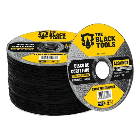 Disco Corte Fino Inox 4.1/2 X 1,0mm Profissional Para Esmerilhadeira 10 Peças The Black Tools