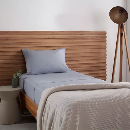 Jogo De Cama Solteiro Buddemeyer Cotton Essential Cor Azul-005 Liso