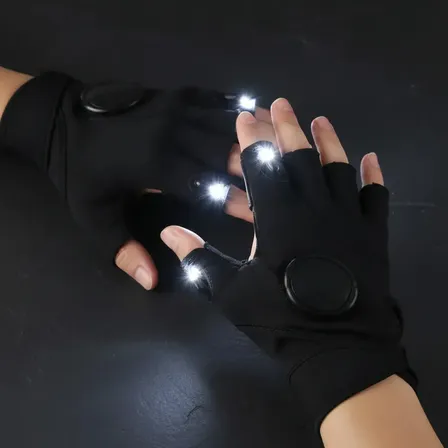 Par Luva Lanterna Noturna Pescaria Eletricista Ergonômica Único Preto