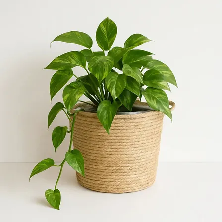 Cesto Grande Palha Natural Alça E Forro Decoração Ambiente Cachepot Fibra Natural Boho Para Plantas E Organização Vaso Decorativo