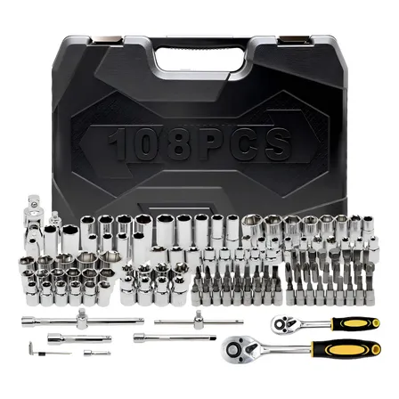 Jogo De Soquete Torx Ajustável 108 Peças Heateam Aço Cromo-vanádio Kit Ferramenta Jogo Soquete Chave Combinada Catraca Vermelho