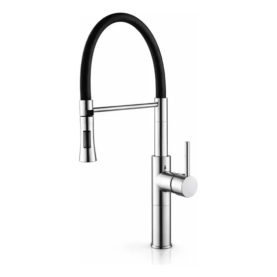 Torneira Monocomando Gourmet Linha Color Preta 2 Jatos Preto Brilhante