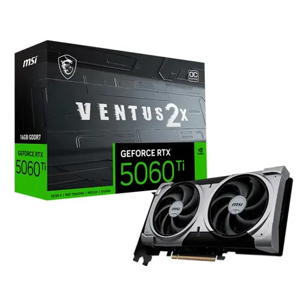 Placa De Video Msi Geforce Rtx 5060 Ti Ventus 2x Oc Black Plus 16gb