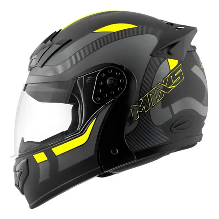 Capacete Escamoteável Mixs Gladiator Articulado Cor Preto/grafite/amarelo Desenho Delta Tamanho Do Capacete 60 59/60