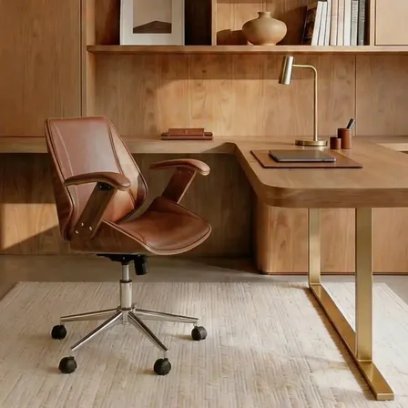 Cadeira de Escritório HomeNow Paris Homme Diretor Ergonômica, Giratória e Marrom de Couro