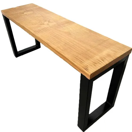 Banco Industrial Rústico Acento Madeira Maciça Pinus E Aço 120cm - Beauty Móveis