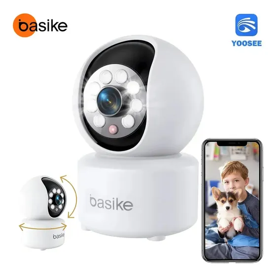 Babá Eletrônica Monitor Inteligente Câmera Segurança Wifi Interna 360° Full Hd, Visão Noturna E Detecção De Movimento Áudio Bidirecional App Yoosee Para Cachorro Branco