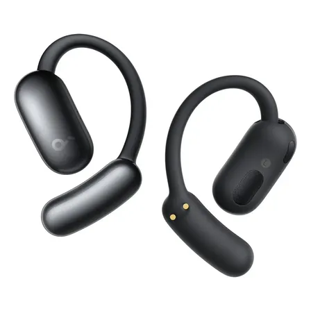 Fone De Ouvido Bluetooth soundcore AeroFit 2 Assistente IA Open-Ear Aberto Gancho Ajustável Tradução em Tempo Real 100 Idiomas Hi-Res LDAC IA Chamadas 4 Microfones 42H IP55 Corrida e Trabalho Preto