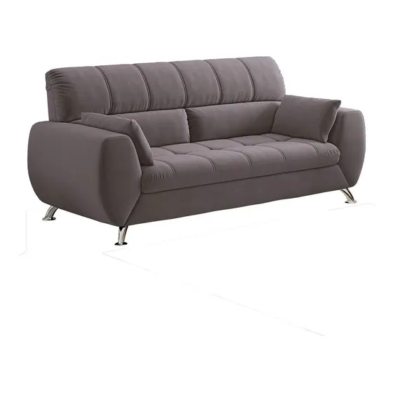 Sofá De 3 Lugares Bélgica 204cm Em Tecido Suede Linoforte Concreto