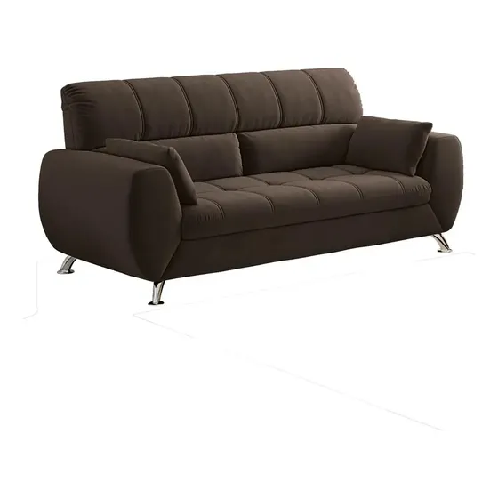 Sofá De 3 Lugares Bélgica 204cm Em Tecido Suede Linoforte Cinza