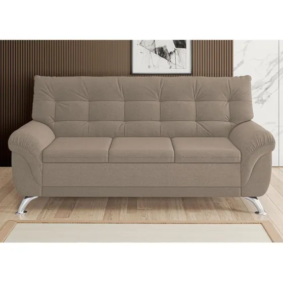 Sofá 3 Lugares Arezzo Em Suede Linoforte Areia