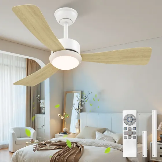 Ventilador de Teto Moderno 42” com Luz LED e Controle Remoto, Motor DC Reversível Silencioso