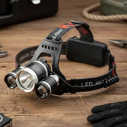 Lanterna Cabeça Recarregável 3 LED Luz Branca 4 Modos Ajustável Camping Trilha Corrida Trabalho Mãos Livres Bateria Recarregável Cabo Incluso Pro Power