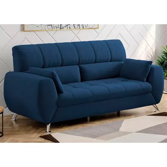 Sofá De 3 Lugares Linoforte Bélgica Com 204 Cm De Largura Azul-marinho