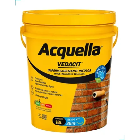 Impermeabilizante Vedacit Aquella para Tijolo, Pedra e Telha Incolor Brilhante 18 L
