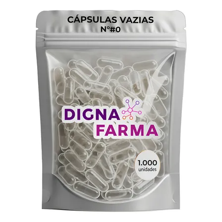 Cápsulas Vazias de Gelatina Incolor Nº 0 para Encapsulamento Digna Farma (1000 Unidades)
