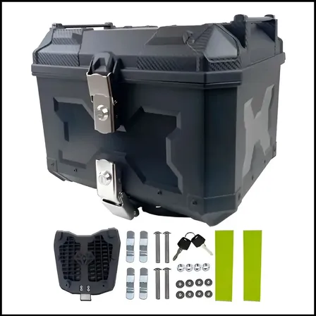 Bauleto Baú Moto 45 Litros Universal Forro E Base Reforçado Cor Preto