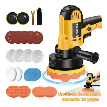 Politriz Elétrica 1100w Automotiva 4500rpm Máquina De Polir Lixadeira Atenda Facilmente A Diversas Necessidades De Polimento. Amarelo 127v