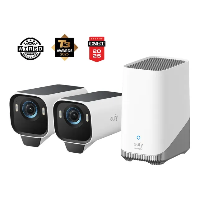Kit2+1 Câmera De Segurança Anker Eufy S3 Pro 4k Wifi Solar Noite Colorida Maxcolor Vision Ai Bionicmind Radar Pir... Branco