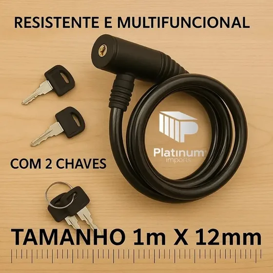 Cadeado de Corrente Zomex Com Chave p/ Bicicleta e Moto Anti-roubo