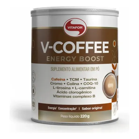 Suplemento V-Coffee Energy Boost 220g - Vitafor - Café Funcional Para Auxiliar No Aumento Da Energia Do Foco E Concentração