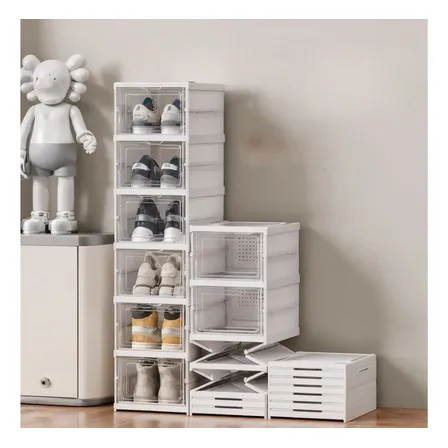 Organizador De Calçados 6 Pares Sapateira Modular Empilhável Branco Vertical Caixa de Tênis Fácil Montagem
