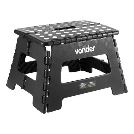 Banco Plástico Multiuso Dobrável 22cm 150kg Vonder 35.40.022.002 Preto