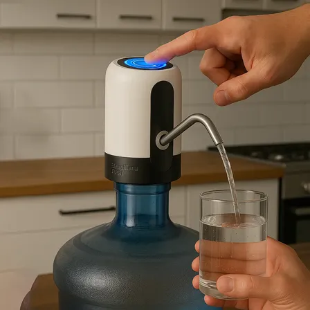 Bomba Galão Elétrica Para Garrafão De Água Bebedouro Elétrico Filtro Recarregável Sem Fio Portátil Automática Bateria... Preto/branco