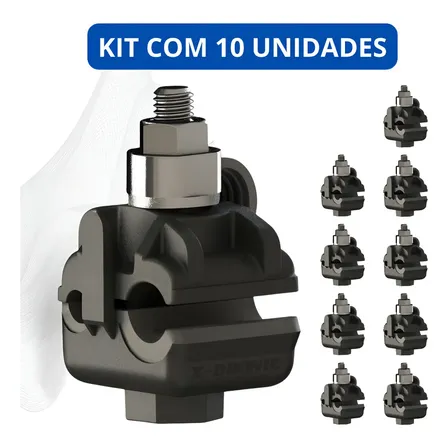 Kit 10 Conectores de Derivação Perfurante para Cabos Elétricos de 10mm a 70mm