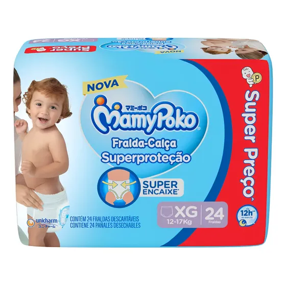 Fralda Calça Mamy Poko Superproteção Jumbo Xg 24 Unidades Extra Grande (xg) Sem Gênero