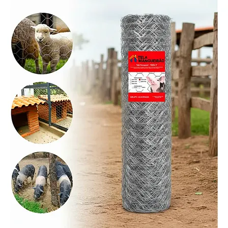 Tela Mangueirão Altura 1,50x50 Metros Fio 18 Alambrado Cinza Galvanizada 150 X 50 Cerca Rural Porcos Ovelha Carneiro Cabra Bode Cachorros Gato Galinheiro Sitio Chacara Fazenda. Prateado
