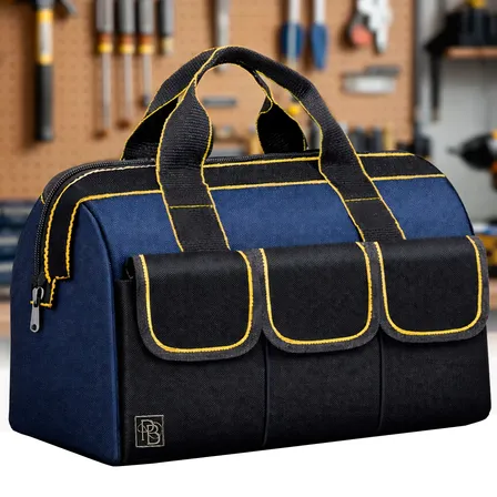 Bolsa Ferramentas Maleta Grande Reforçada Organizadora Eletricista Mala Bolsos Manutenção Lona Grossa 14 Polegadas Cor Azul