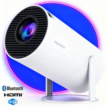 Projetor Smart Portátil Hy300 4k Full Hd Android 11 Wifi 5g Bluetooth | Retroprojetor | Cinema Em Casa Tela Gigante Imagem Nítida Branco Compatível Com Celular, Tablet E Notebook 127/220v