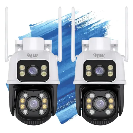 Kit 2 Câmeras de Segurança Wi-Fi HW A28 Full HD Dupla Lente PTZ