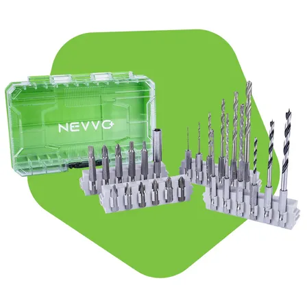 Kit Jogo Bits E Brocas 24 Pçs Parafusadeira Fura Metal Madeira Alvenaria Nevvo