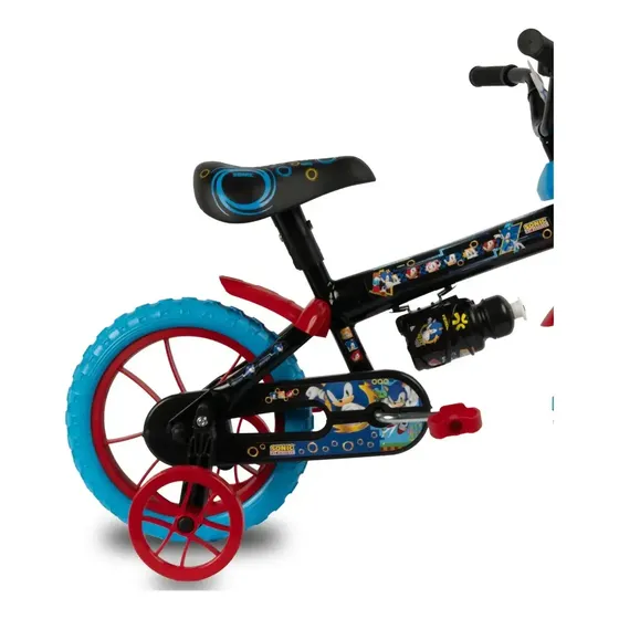 Bicicleta Infantil de Passeio Verden Sonic Aro 12 com Rodinhas para Meninos Preto e Azul