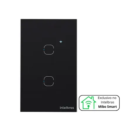 Interruptor Touch Inteligente 2 Teclas Eiw 1002 Preto Intelbras 127/220v