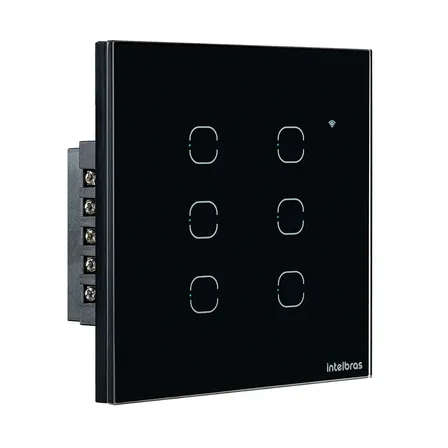 Interruptor Touch Wi-fi 6 Teclas Eiw 1006 Preto Intelbras