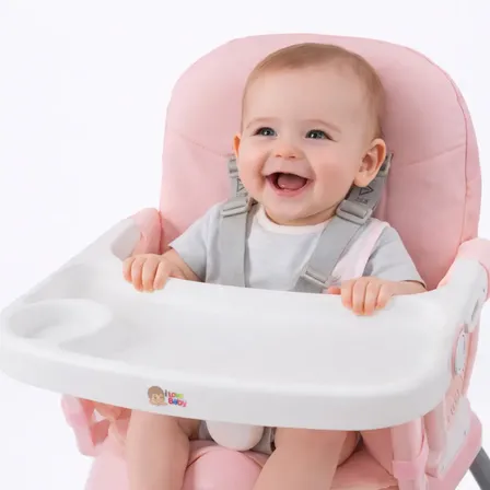 Cadeira De Alimentação Bebê Portátil Rosa - Cadeirão - 3 Em 1 - I Love Baby