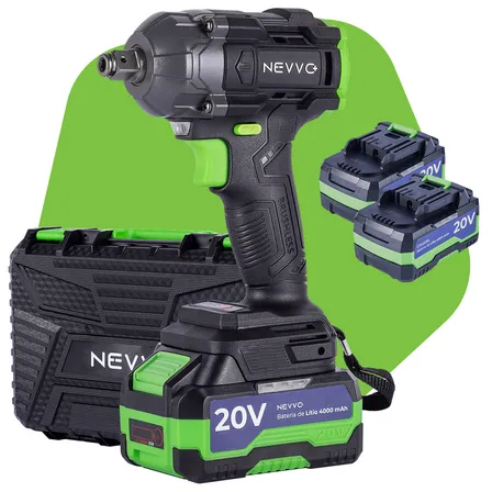 Chave De Impacto A Bateria 20v 1/2 500nm 2100rpm Motor Brushless Cin20bl Nevvo Preto/verde