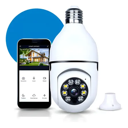 Camera De Segurança Lampada App Icsee Wifi Bivolt Espião 360 Cor Branco