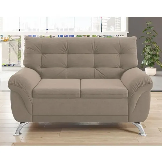 Sofá 2 Lugares Arezzo Revestido Em Suede Linoforte Areia