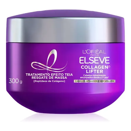L'oréal Paris Elseve Collagen Lifter Máscara De Tratamento Condicionante Efeito Teia Para Resgate De Massa Com Peptídeos De Colágeno Reconstrói A Fibra E Dá Volume Por 72h 300g