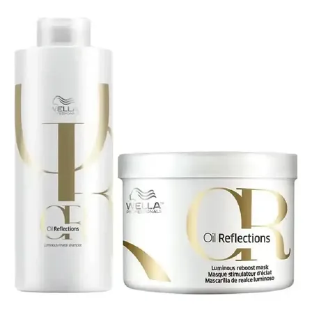Kit Shampoo 1l E Mascara 500ml Wella Oil Reflections - Brilho E Maciez