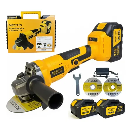 Esmerilhadeira Lixadeira Angular 2 Baterias Mestri Amarelo 50 Hz / 60 Hz