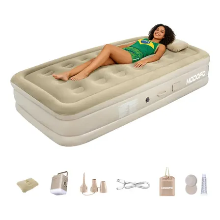 Colchão Inflável MODOFO Solteiro 190x100 cm com Bomba Elétrica, para Camping e Casa